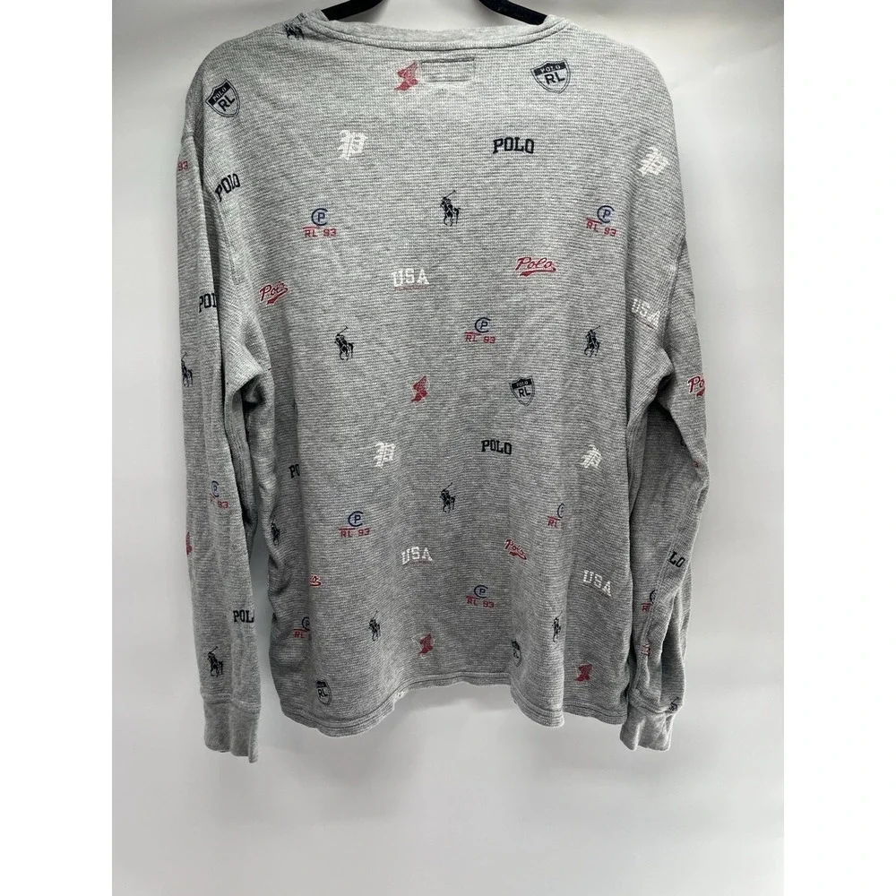 Polo Ralph Lauren Mens XLHeather Tossed Icon Print WaffleThermal Crew-Neck Shirt